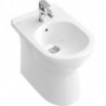 O.novo, Bidets posés au sol, 360 x 560 mm, pour robinetterie monotrou , troude robinetterie percé,avec trop-plein, modèle sur pied, pour installation près du mur, En porcelaine sanitaire Blanc CeramicPlus