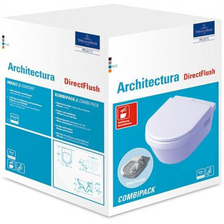 Combi-Pack ARCHITECTURA avec WC à paroi profonde DirectFlush et WC-Si blanc VILLEROY & BOCH