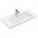 Plans de toilette avec meuble, 800 x 500 mm, Angulaire, pour robinetterie à 3 trou s, trou de robinetterie central percé, avec trop-plein, En porcelaine sanitaire Blanc
