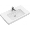 Vasques classiques, 1000 x 470 mm, Rectangulaire, modèle meulé, pour robinetterie à 3 trou s, troude robinetterie central percé,avec trop-plein, En porcelaine sanitaire Blanc CeramicPlus