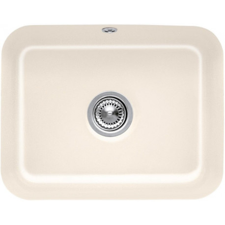 Cisterna 60C, Éviers à encastrer par le dessous, 550 x 440 mm, Installation sous un plan de travail en pierre naturelle ou reconstituée, Cuve sous-plan inclus Vidage manuel, chromé et Set de fixation Snow White brillant