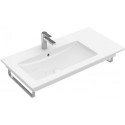 Plans de toilette, 1000 x 500 mm, Rectangulaire, pour robinetterie murale, sans troude robinetterie,avec trop-plein, En porcelaine sanitaire, cuve à gauche