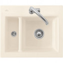 Subway 60 XM flat, Éviers à encastrement affleurant, 585 x 475 mm, Évier non réversible, Installation à fleur dans un plan de travail en pierre naturelle ou reconstituée (d'épaisseur mini : 3 cm) Fossil