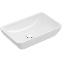 Vasques à poser, 550 x 360 mm, Angulaire, pour robinetterie murale ou robinetterie surélevée, sans plage de robinetterie, avec trop-plein, En porcelaine sanitaire Blanc