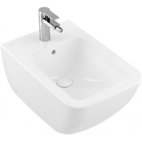 Venticello, Bidets suspendus, 375 x 560 mm, Rectangulaire, pour robinetterie monotrou , troude robinetterie percé,avec trop-plein, modèle suspendu, En porcelaine sanitaire
