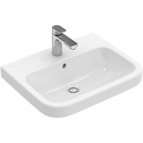 Finion, Lave-mains, 430 x 390 mm, Rectangulaire, modèle meulé, pour robinetterie monotrou , troude robinetterie percé, sans trop-plein, TitanCeram, Stone White CeramicPlus