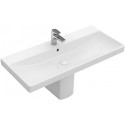 Plans de toilette, 800 x 470 mm, Rectangulaire, pour robinetterie à 3 trou s, trou de robinetterie central percé, avec trop-plein, En porcelaine sanitaire