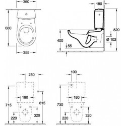 O.novo, Accessoires, mécanisme à touche DualFlush, chroméé, alimentation latérale ou arrière, En porcelaine sanitaire Blanc CeramicPlus