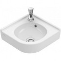 O.novo, Lave-mains, Longueur du côté: 320 mm, Angulaire, pour robinetterie monotrou , troude robinetterie percé,avec trop-plein, En porcelaine sanitaire Blanc CeramicPlus