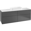 Finion, Meubles sous lavabo, 1600 x 603 x 501 mm, Angulaire,avec troude robinetterie, modèle suspendu, En bois, lavabo au milieu, Glossy White Lacquer