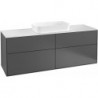 Finion, Meubles sous lavabo, 1600 x 603 x 501 mm, Angulaire,avec troude robinetterie, modèle suspendu, En bois, lavabo au milieu, Glossy White Lacquer