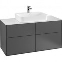 Finion, Meubles sous lavabo, 1200 x 603 x 501 mm, Angulaire,avec éclairage mural, modèle suspendu, En bois, lavabo au milieu, éclairage LED, 2x LED / 4,2W, 2700 K à 6480 K, Glossy White Lacquer
