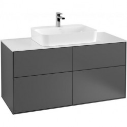 Finion, Meubles sous lavabo, 1200 x 603 x 501 mm, Angulaire, modèle suspendu, En bois, lavabo au milieu, Glossy White Lacquer