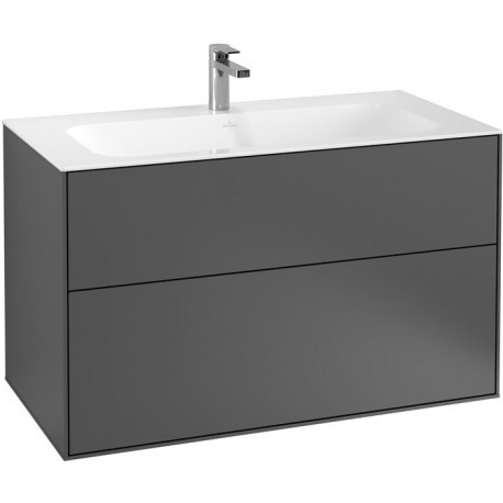Finion, Meubles sous lavabo, 996 x 591 x 498 mm, Angulaire,avec éclairage mural, modèle suspendu, En bois, éclairage LED, 2x LED / 4,2W, 2700 K à 6480 K, Peony Matt Lacquer