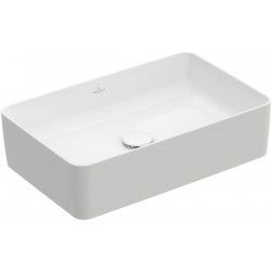 Collaro, Vasques à poser, 560 x 360 mm, Rectangulaire, pour robinetterie murale ou robinetterie surélevée, sans plage de robinetterie, sans trop-plein, Blanc CeramicPlus