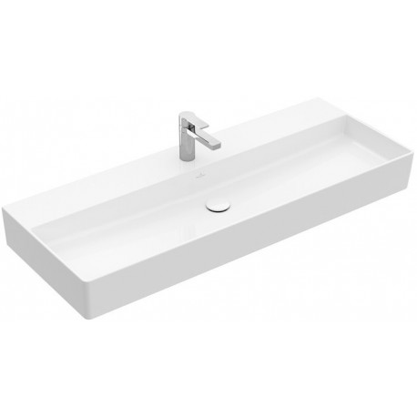 Memento 2.0, Lavabos muraux, 1200 x 470 mm, Rectangulaire, modèle meulé, pour robinetterie à 3 trou s, troude robinetterie central percé,avec trop-plein, TitanCeram