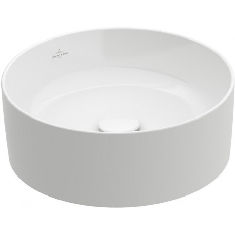 Collaro, Vasques à poser, Diamètre: 400 mm, Rectangulaire, pour robinetterie murale ou robinetterie surélevée, sans plage de robinetterie, sans trop-plein, Stone White CeramicPlus