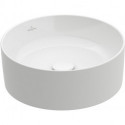 Collaro, Vasques à poser, Diamètre: 400 mm, Rectangulaire, pour robinetterie murale ou robinetterie surélevée, sans plage de robinetterie, sans trop-plein, Stone White CeramicPlus