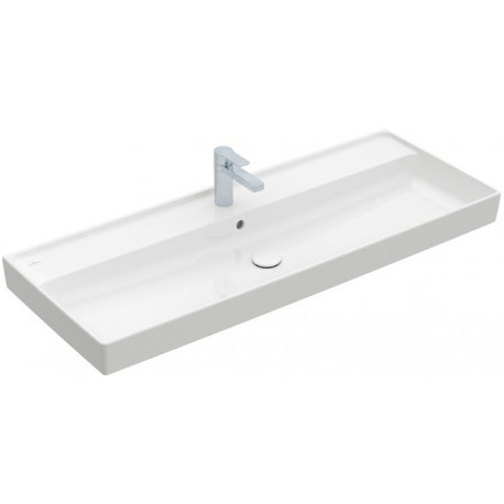 Collaro, Plans de toilette, 1200 x 470 mm, Rectangulaire, Modèle déposé, pour robinetterie à 3 trou s, troude robinetterie central percé, sans trop-plein, Stone White CeramicPlus