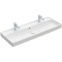 Collaro, Plans de toilette, 1200 x 470 mm, Rectangulaire, Modèle déposé, pour deux robinetteries monotrou , trou s de robinetterie percés, sans trop-plein, Blanc