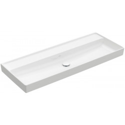 Collaro, Plans de toilette, 1200 x 470 mm, Rectangulaire, Modèle déposé, pour robinetterie murale, sans troude robinetterie, sans trop-plein, Stone White CeramicPlus