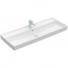 Collaro, Plans de toilette, 1200 x 470 mm, Rectangulaire, Modèle déposé, pour robinetterie à 3 trou s, troude robinetterie central percé,avec trop-plein, TitanCeram, Blanc CeramicPlus