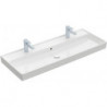 Collaro, Plans de toilette, 1200 x 470 mm, Rectangulaire, Modèle déposé, pour deux robinetteries monotrou , trou s de robinetterie percés, sans trop-plein, Stone White CeramicPlus