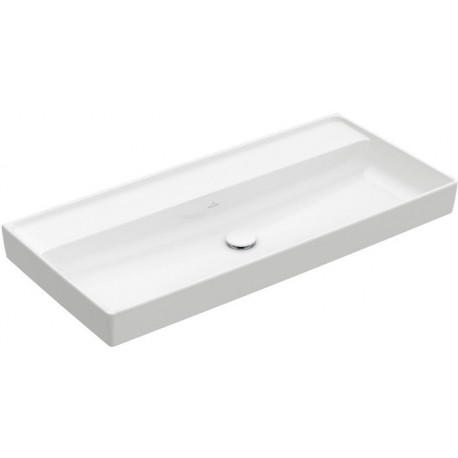 Collaro, Plans de toilette, 1000 x 470 mm, Rectangulaire, Modèle déposé, pour robinetterie murale, sans troude robinetterie, sans trop-plein, Stone White CeramicPlus
