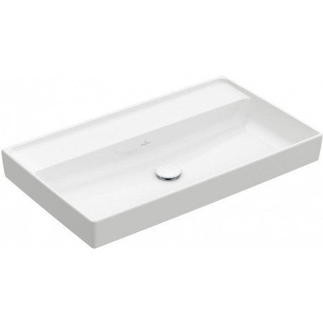 Collaro, Plans de toilette, 800 x 470 mm, Rectangulaire, Modèle déposé, pour robinetterie murale, sans troude robinetterie, sans trop-pleins, Blanc CeramicPlus