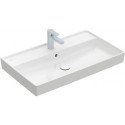 Collaro, Plans de toilette, 800 x 470 mm, Rectangulaire, Modèle déposé, modèle meulé, pour robinetterie à 3 trou s, troude robinetterie central percé,avec trop-plein, TitanCeram, Blanc CeramicPlus