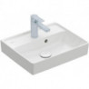 Collaro, Lave-mains, 450 x 370 mm, Rectangulaire, Modèle déposé, pour robinetterie monotrou , troude robinetterie percé,avec trop-plein, TitanCeram, Blanc CeramicPlus