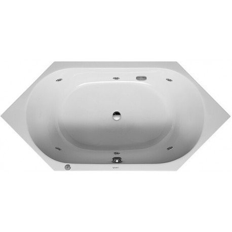 Baignoire balnéo hexagonale D-CODE 140 l 190x90 blanc, 2 dossiers Jet Project