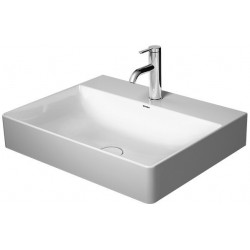 Lavabo Duravit DURASQUARE sans trop pleinavec plage de robinettrie 600x470mm 1 trou de robinetterie blanc