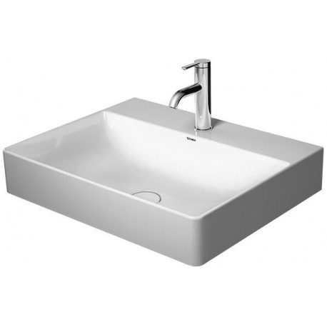 Lavabo Duravit DURASQUARE sans trop pleinavec plage de robinettrie 600x470mm sans trou de robinetterie blanc