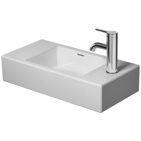 Lave-mains Duravit VERO AIR sans trop pleinavec plage de robinettrie 500x250mm 1 trou de robinetterie blanc