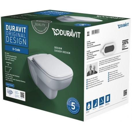 WC suspendu-Set D-CODE RIMLESS ti 355x540mm blanc