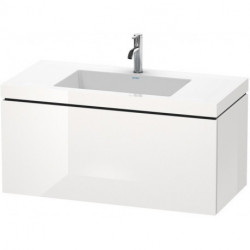 Meuble sous-vasque L-CUBE WT Vero Air 500x1000x480mm sans trou de robinetterie blanc brillant