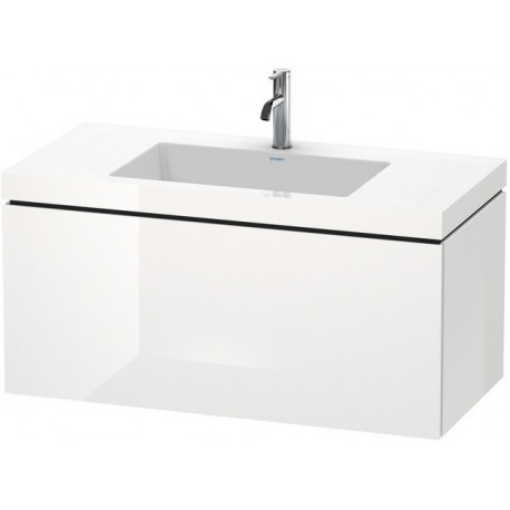 Meuble sous-vasque L-CUBE WT Vero Air 500x1000x480mm sans trou de robinetterie blanc brillant