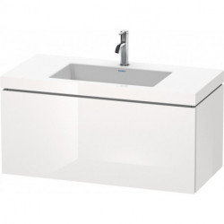Meuble sous-vasque L-CUBE WT Vero Air 500x1000x480mm 1 trou de robinetterie blanc brillant