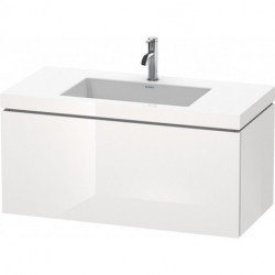 Meuble sous-vasque L-CUBE WT Vero Air 500x1000x480mm 1 trou de robinetterie blanc brillant