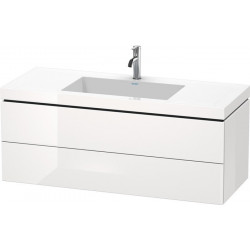 Meuble sous-vasque L-CUBE WT Vero Air 500x1200x480mm 1 trou de robinetterie blanc brillant