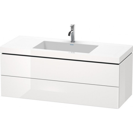 Meuble sous-vasque L-CUBE WT Vero Air 500x1200x480mm 1 trou de robinetterie blanc brillant