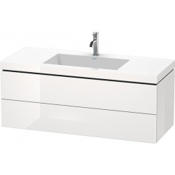 Meuble sous-vasque L-CUBE WT Vero Air 500x1200x480mm 1 trou de robinetterie blanc brillant