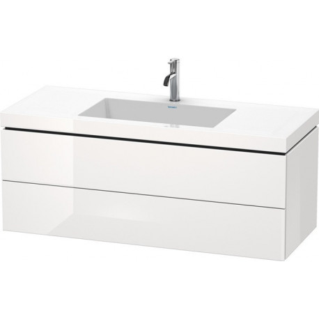 Meuble sous-vasque L-CUBE WT Vero Air 500x1200x480mm 1 trou de robinetterie blanc brillant