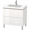 Meuble sous-vasque L-CUBE WT Vero Air 698x800x480mm sans trou de robinetterie blanc brillant
