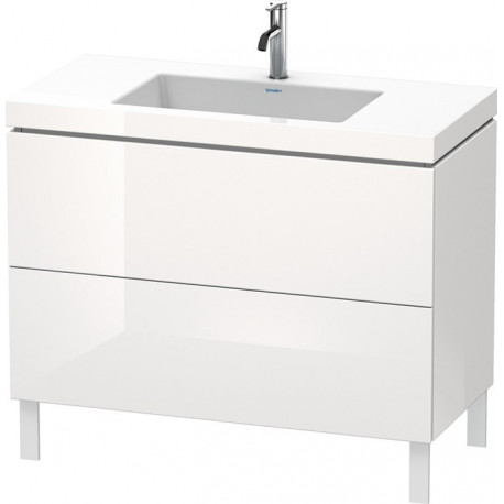 Meuble sous-vasque L-CUBE WT Vero Air 698x1000x480mm 1 trou de robinetterie blanc brillant