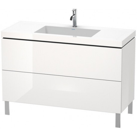Meuble sous-vasque L-CUBE WT Vero Air 698x1200x480mm sans trou de robinetterie blanc brillant
