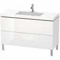 Meuble sous-vasque L-CUBE WT Vero Air 698x1200x480mm sans trou de robinetterie blanc brillant