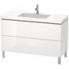 Meuble sous-vasque L-CUBE WT Vero Air 698x1200x480mm sans trou de robinetterie blanc brillant