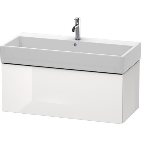 Meuble sous-vasque L-CUBE 394x984x459mm blanc brillant lack
